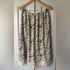 Gerard Darel Floral lined A-Line Skirt in Cream and Blue size 2.